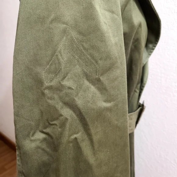 Vtg US Military Overcoat/Trench Coat Double Breasted Size Short S Olive Green - Picture 6 of 14